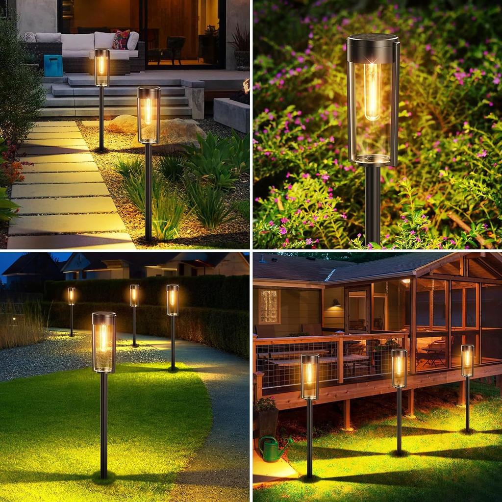 Outdoor Solar Pathway Light 2/4Pack Solar Garden Lights Waterproof Auto On/Off Landscape Lighting for Patio Lawn Pathway Walkway