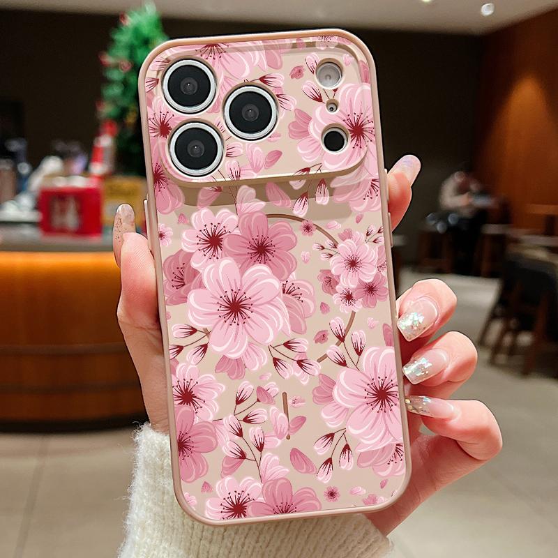 

Peach Blossom Branch Pattern Case For iPhone 17 Pro Max Funda iPhone 16 15 14 13 Pro Max Magnetic For Magsafe Hybrid Slim Matte Cover iPhone 17 Pro Max
