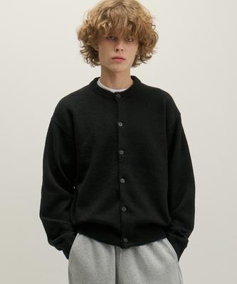 GNOK Wool Round Neck Knit Cardigan [Black]