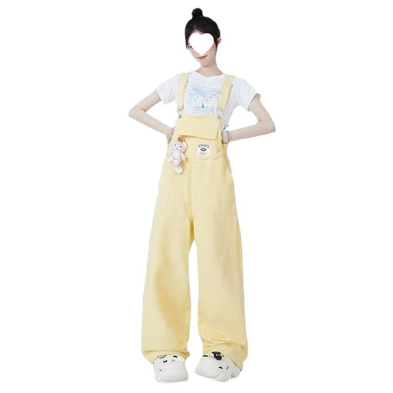 Dopamine Outfit Women's Retro American-Style High-Waist Wide-Leg Overalls for Autumn