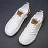 Leather Men's Shoes Thick-soled Breathable Hollow Casual Hole Shoes Men's Spring New White Shoes Tide