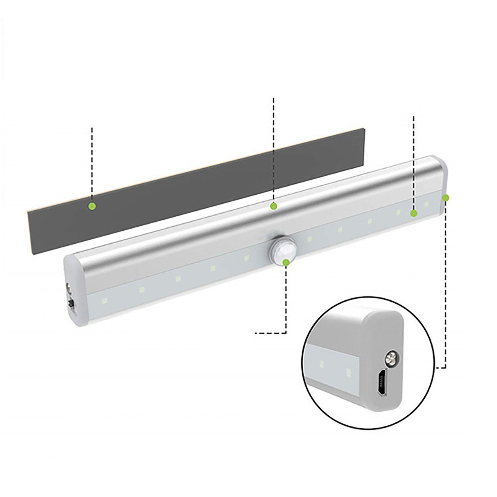 

LED Closet Light 10 LEDs USB Rechargeable Motion Sensor Closet Light Wall Light for Home Kitchen Bedroom White Light