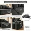 L-Shape Corner Sofa, Cloud Sofa, 264cm (104") with Chaise Longue, XXL Deep Seat, No Assembly Required, Modular Sofa in Black Chenille for Living Room