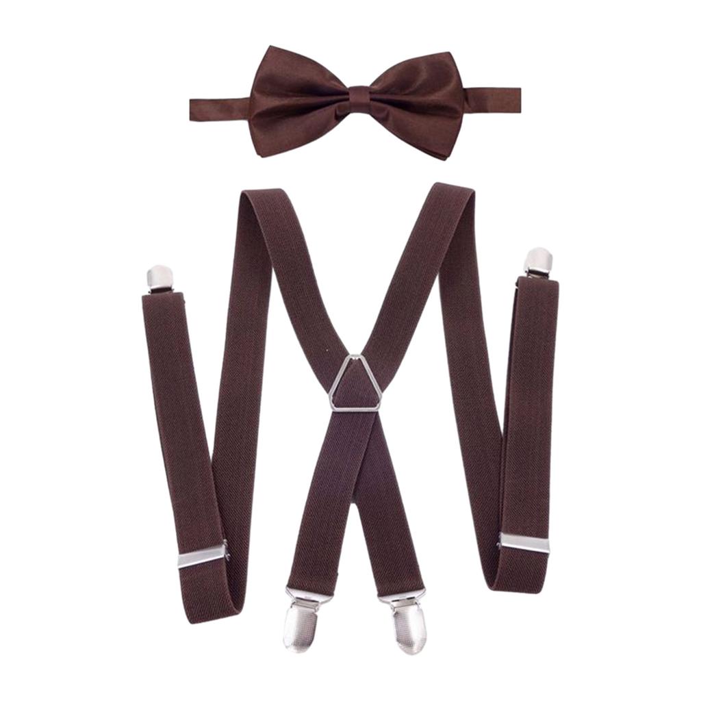 Stylish X Shape Braces and Bow Tie Set Adjustable Length Suitable for Most Men Women 4 Sturdy Clips Versatile Usage