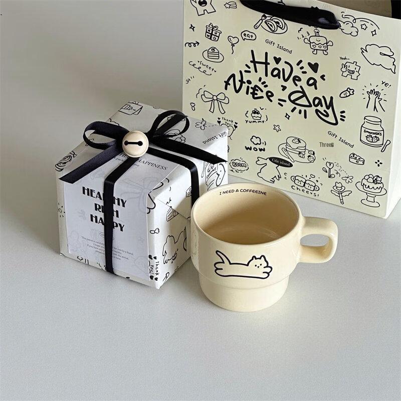 Cute Cat Ceramic Mug with Coaster