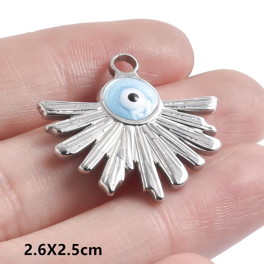 Hand Drip Oil Blue Sun Eye Pendant Rhinestone Stainless Steel Evil/Turkish Eye Charms For Jewelry Making Supplies Charm Material