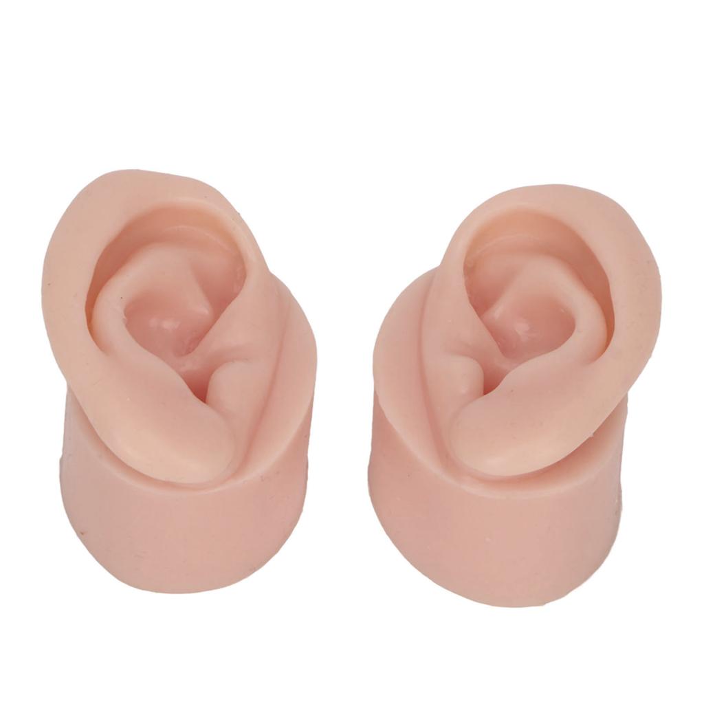 1 Pair Piercing Practice Ear Model Novice Soft Silicone Flexible Ear Model Props for Jewelry Display Medium Skin Color