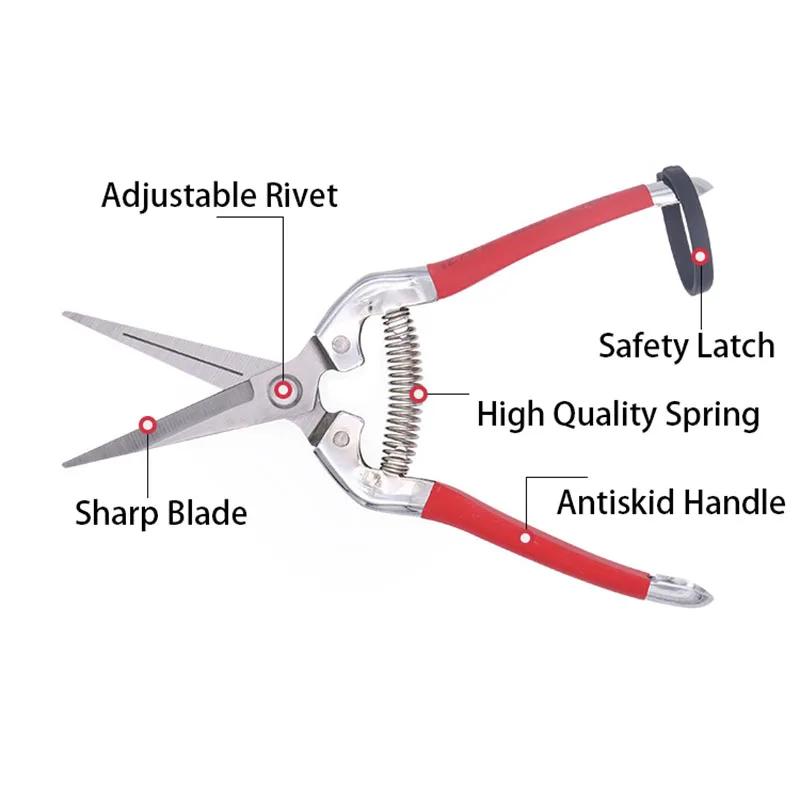 8 Zoll gerader langer Kopf Edelstahl scharfe Klinge Bonsai-Gartenschere Rutschfester Griff Rohrschneider Gartenschere Pflanzen