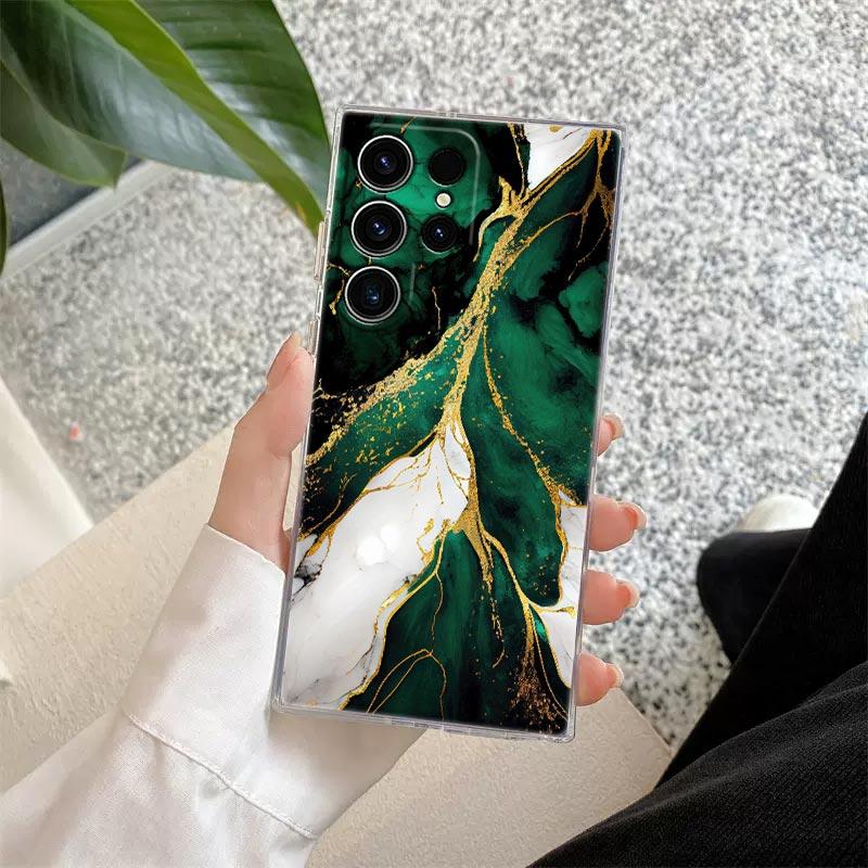 Flowing Color Marble Pattern Phone Case S25Ultra For Samsung Galaxy S25 S24 S23 S21 Ultra S20 FE S22 Plus A35 A55 5G Clear Cover