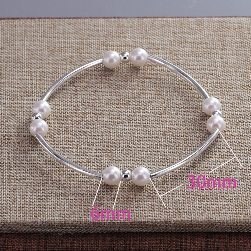 VENTFILLE 925 Sterling Silver Pearls Bamboo Knots Bracelet for Women Girl Simple Korean Jewelry Birthday Gift Dropshipping