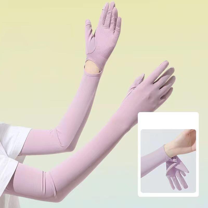 Summer Ice Silk Sun Protection Gloves, Breathable And Lightweight, UV Protection, Suitable For Driving, With Ice Sleeves