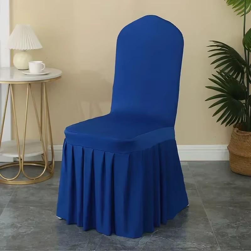 White Pleated Elastic Skirt Chair Cover for Wedding, Banquet, or Hotel Events
