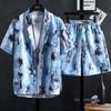 Men's Set Summer Beach Vacation Set Short Sleeve Shirt + Shorts 2 Piece Set