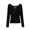Spicy Girl V-Neck Lace Long Sleeve Slim Top - Women's Spring 2025