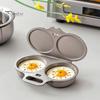 Fast Breakfast Cooking Tool Dual Cavity Microwave Egg Poacher with Lid And Handle, Food Grade Plastic Simple Cooker for Home Steamer, Oil-free