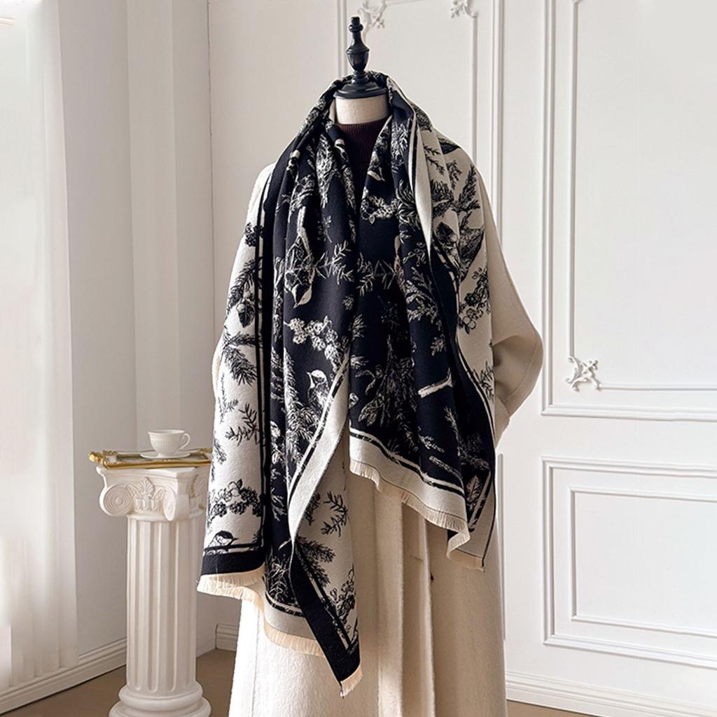 Luxury Brand Cashmere Women's Floral Printed Scarf Winter Warm Shawl And Wrap Bandana Pashmina Foulard Blanket Poncho