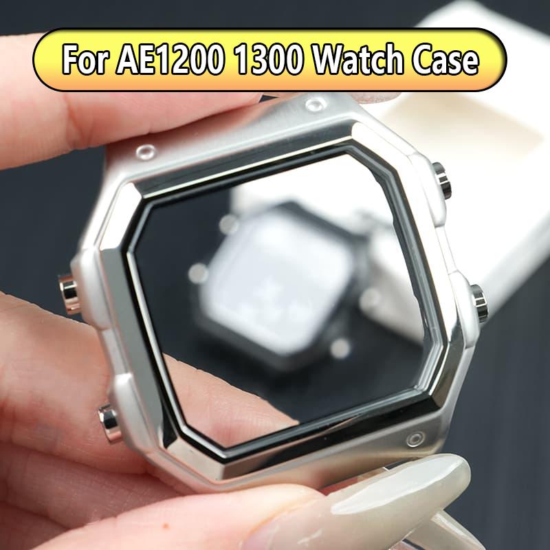 For Casio 3299 AE-1200WH Watch Case Modified AE1200 304 Stainless Steel Watch Case Metal Shell with Waterproof Ring Bezel Glass