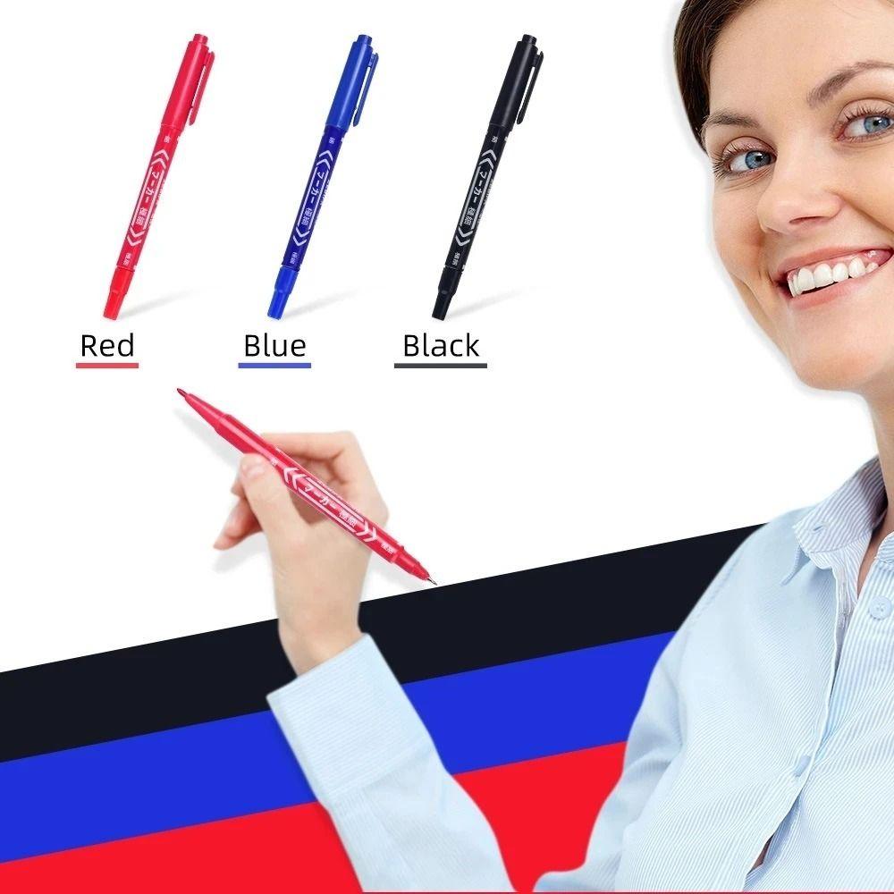2Pcs/set Thin Pen Tip Tattoo Skin Marker Pen Black/Red/Blue Ink Dual-Tip Tattoo Makeup Pen  Graffiti