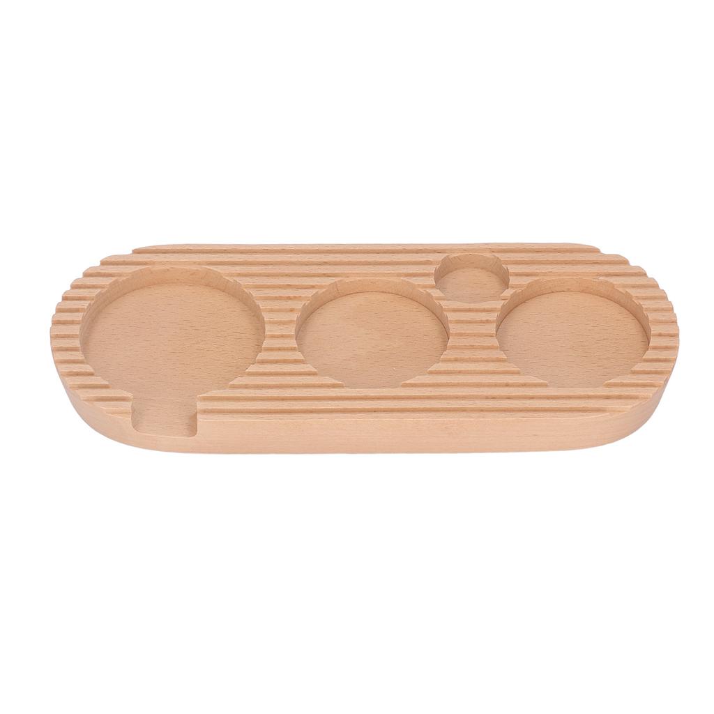 Coffee Tamper Holder Multifunction 4 Slots Wood Coffee Filter Tamper Stand for Coffee Making S: