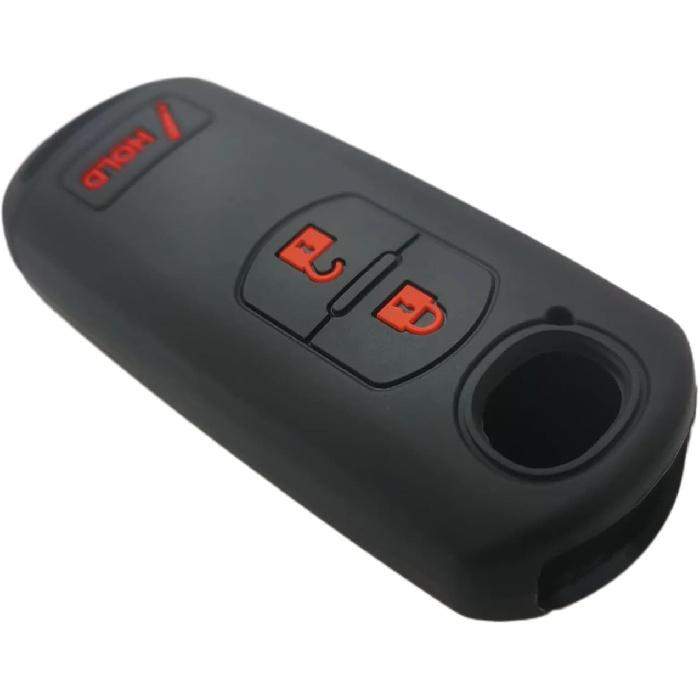 Silicone Rubber Key Fob Cover Compatible with 2010- Mazda 3 6 CX-3 CX-5 CX-7 CX-9 WAZSKE13D02 KDY3-67-5DY, Black Black, 7.5*4.5