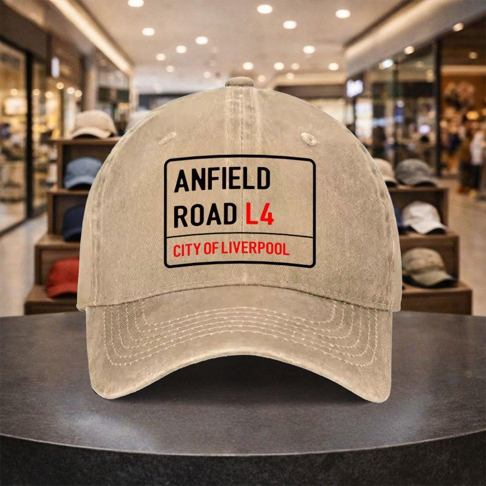 Anfield Road Retro Baseball Cap Suitable For Outdoor Sports Fitness Travel Lightweight Snapback With Iconic Anfield Stadium