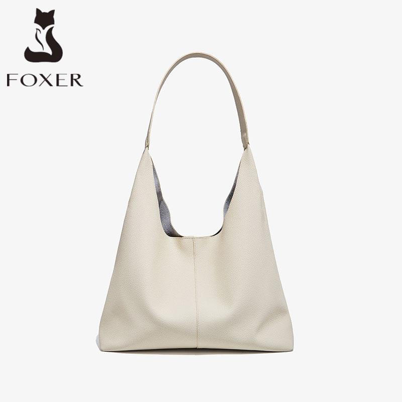 

FOXER Women‘s Shoulder Bag Fashion Tote Lady Classic Split Leather+Microfiber Handbag Set Large Casual Hobo Purse Summer Gift