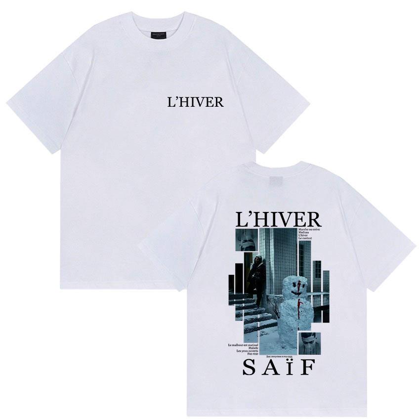 2025 Summer Rapper LHIVER Saif Album Graphic Mens Gothic Hip Hop Short Sleeve Tshirts Vintage Cotton Tshirt Streetwear Y2k