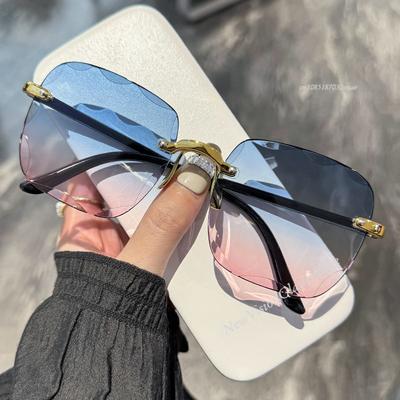Occhiali da Sole Senza Montatura Bordo Tagliato Nuovi Visiera Solare Estiva Lenti Trasparenti Multicolore da Donna Protezione Solare Design UV400 Retrò