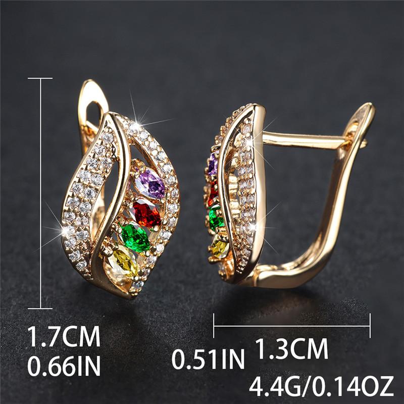 Cute Female Olive Green Crystal Zircon Stone Hoop Earrings Dainty Gold Color Wedding Bridal Jewelry For Women