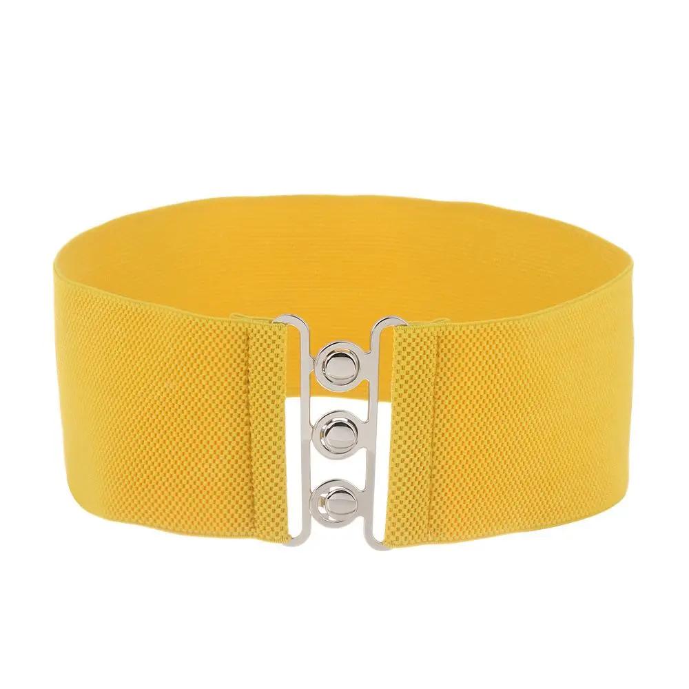 2026 New Women Fashion Wide Elastic Belt Metal Buckle Cinch Waistband Ladies Dress Waist Band Cummerbands Casual Stretch Belt