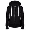 Fashion Lady Solid Color Long Sleeve Hooded Pocket Zip Up Casual Coat Sweatshirt