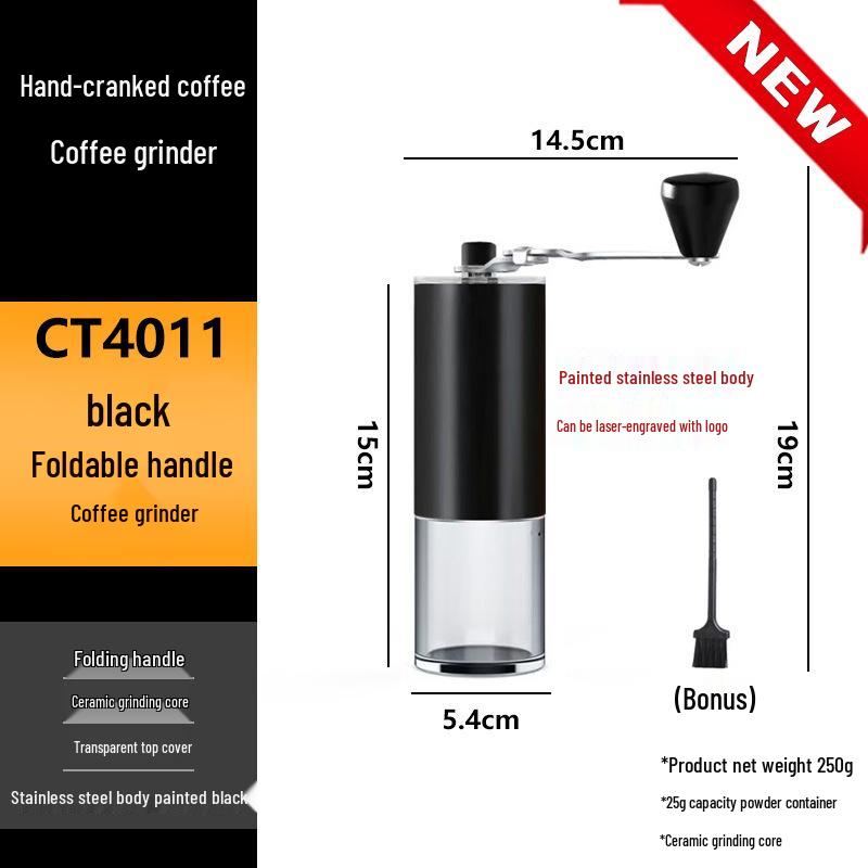 Stainless Steel Hand-Crank Coffee Grinder - Portable and In Stock Single