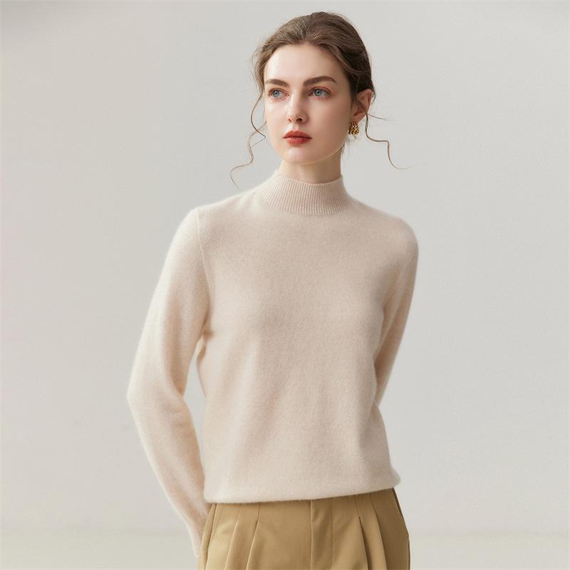 Lekasha Women's 100% Pure Cashmere High-Neck Sweater - Warm 12-Gauge Knit Base Layer