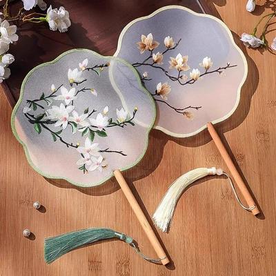 Double-Sided Embroidery Silk Fan: Classical Court Hanfu & Cheongsam Accessory