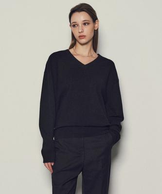 CITTA Soft Wool Blend V-Neck Knit_Ctk221(Black)