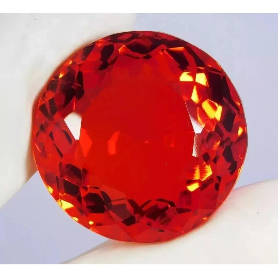 76-78 Ct Natural Red Orange Fire Mexican Opal Round Cut Stunning Gemstone