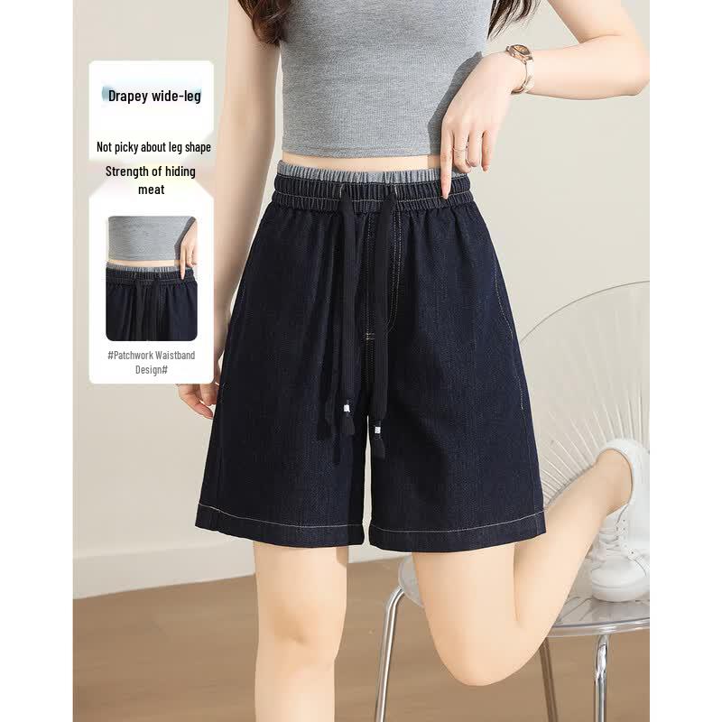 TERRE BLEUE Women s High-Waist A-line Denim Shorts 29