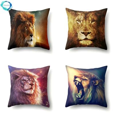 Animal Pattern Polyester Cushion Cover Lion Pillow Case Home Decoration Pillow Cover