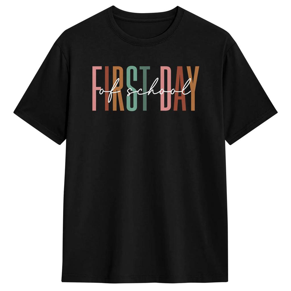 Happy First Day of School 100 Cotton T-Shirt For  Summer  Aesthetic T-Shirts O-Neck Novelty Tee Shirt Big Size Cheap Tops