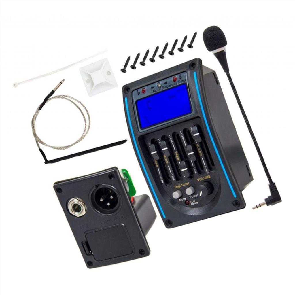 5-band Acoustic Guitar Pickup Preamp Tuner W/LCD Screen   Microphone Guitar Accessories Guitar Pickup Acoustic