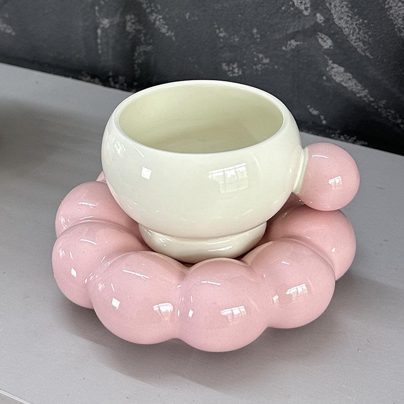 Creamy Glue Mug Marshmallow Coffee Cup Saucer Cute Girl Heart Home Drinking Water Cup Creative Ceramic Coffee Cup