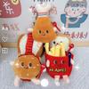 Mini Burger Cute Plush Fries Keychain Bag Ornament Women Handbag Decoration School Student Backpack Lovely Furry Pendant