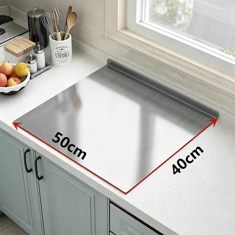 201 Stainless Steel Large Cutting Board Food Safe Baking Mat Durable Pastry Board for Dough Kneading Home Kitchen Baking