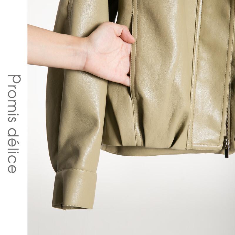 Vintage American Style PU Leather Stand Collar Jacket