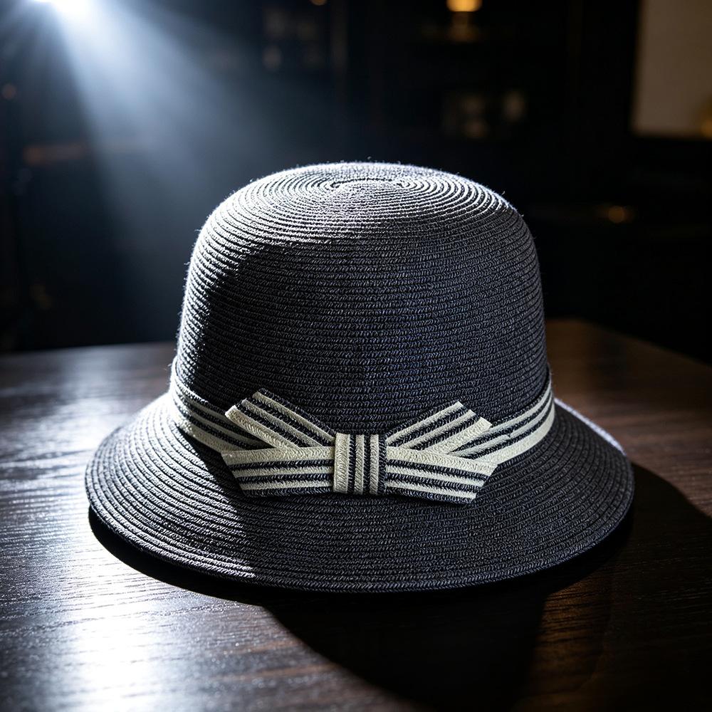 Straw bucket hat straw hat women's summer thin fisherman's visor women's sun hat fashion dome sun hat