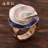 Luxury color painting oil geometric rose elastic ring, fashionable and high sense women's versatile ring