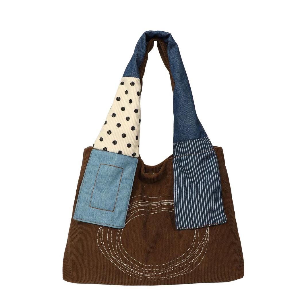 Embroidered Canvas Bag Women's Large-capacity New Summer Versatile Casual Shoulder Bag College Student Tote Bag