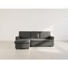 Meiya - canapé d'angle réversible 4 places convertible avec coffre en tissu - Gris foncé