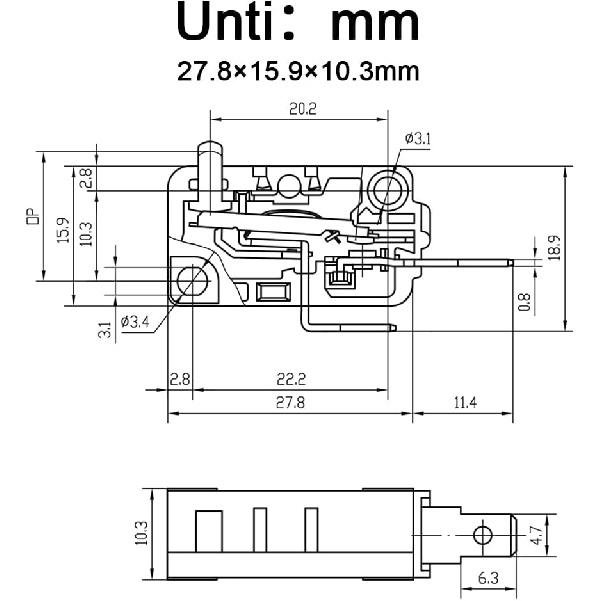 KW3A Microwave Oven Door Switch 16A 125/250V Door Interloc (2 Normally Open and 1 Normally Closes)