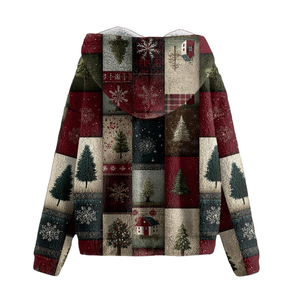 Felpa con cappuccio in pile con cerniera invernale da uomo con tasca applicata, giacca casual